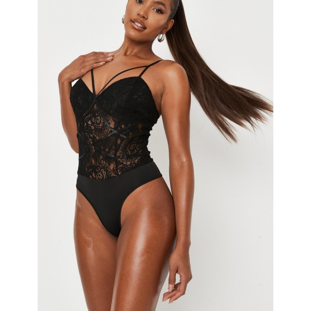Black Harness Lace Bodysuit